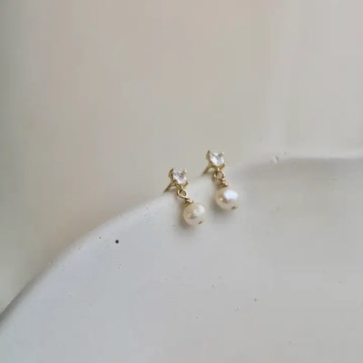 Claire Pearl Gold Stud Earrings