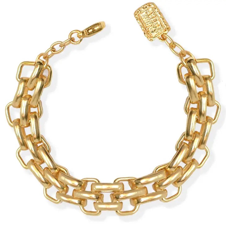 Flat Link Gold Layering Chain Bracelet