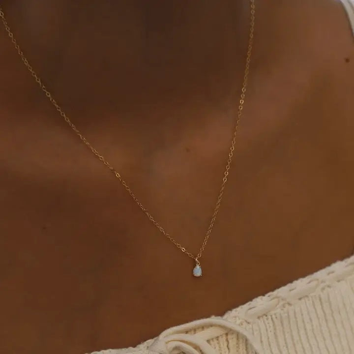 Opal Teardrop Gold Necklace