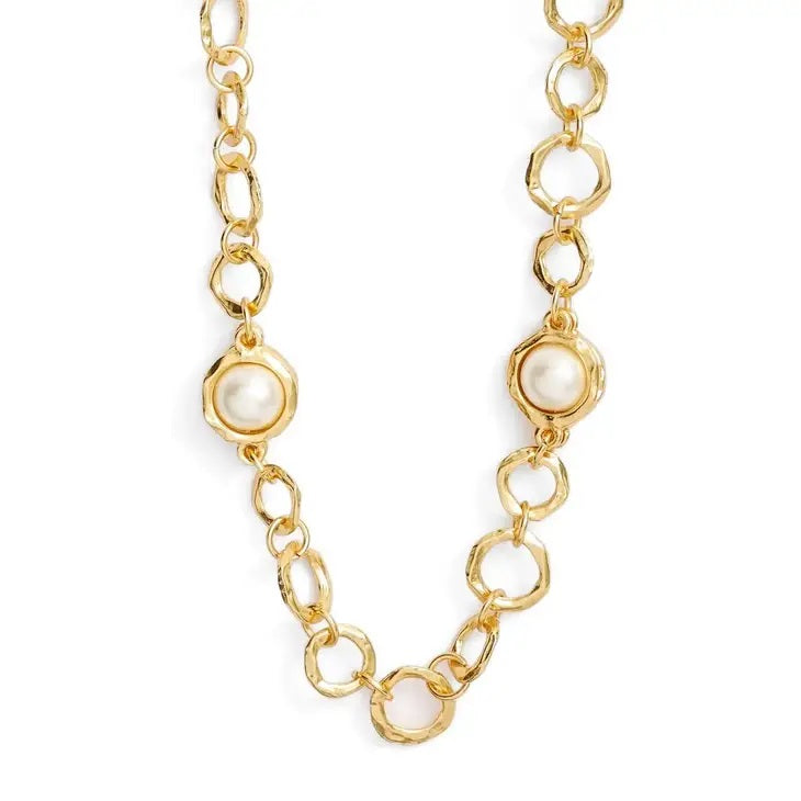 Pearl Station Gold Necklace