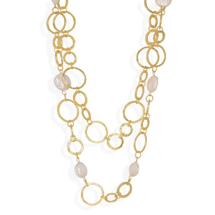 Pearls and Chain Multi Layer Gold Statement Necklace