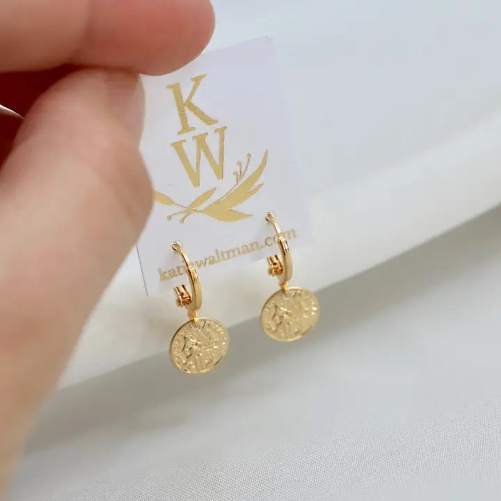 Petite Coin Gold Huggie Earrings