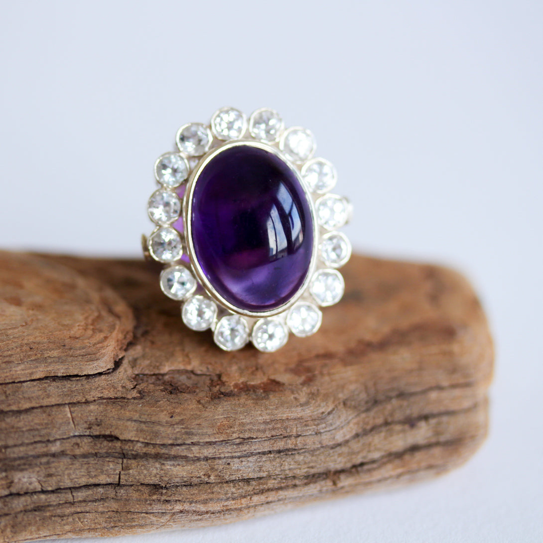 Amethyst with White Topaz Ring