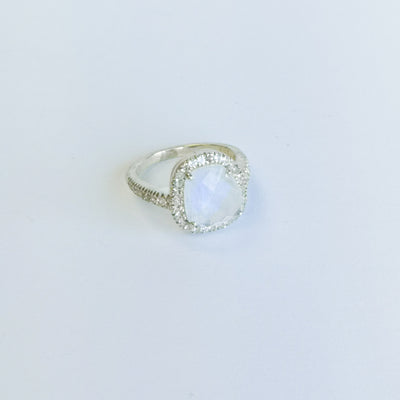 Moonstone with White Topaz Ring