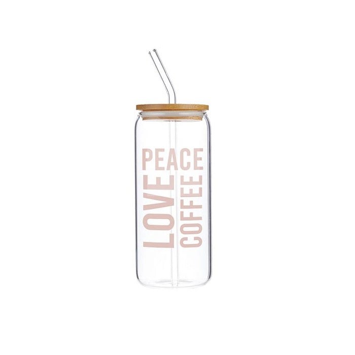 Peace Love Coffee Glass Cold Brew Tumbler