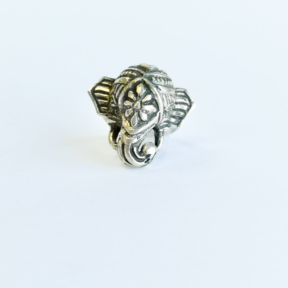 Silver Elephant Head Ring