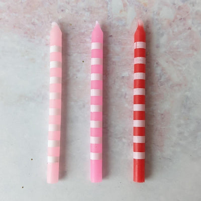 Red and Pink Striped Birthday Candles