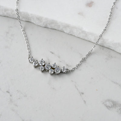 Crystal Cluster Silver Necklace