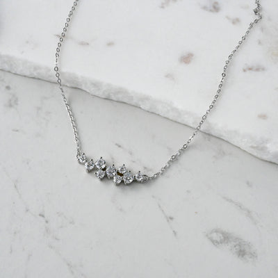 Crystal Cluster Silver Necklace