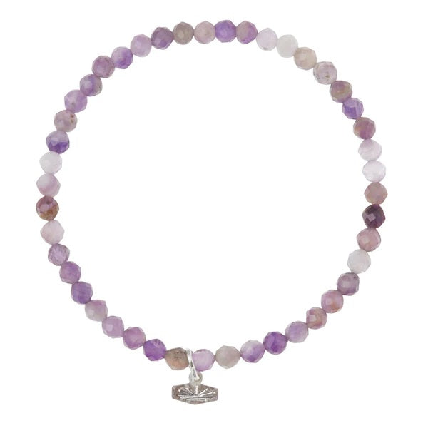 Amethyst Silver Mini Faceted Stacking Bracelet