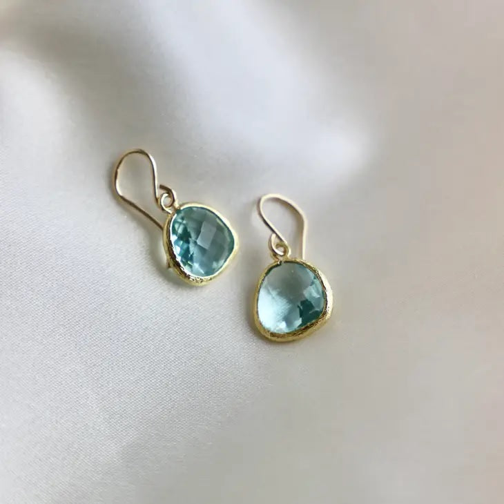 Aquamarine Medium Gold Earrings