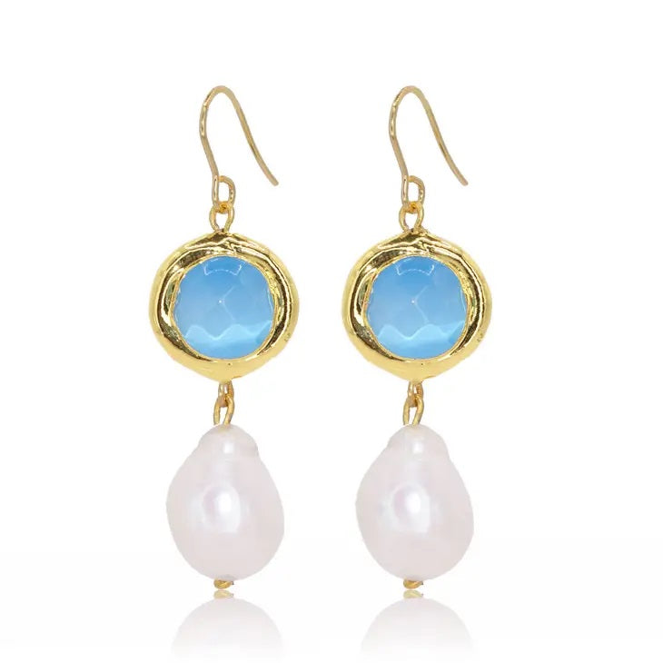 Ballo Aquamarine Blue Gold Drop Earrings