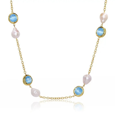 Ballo Delicate Aquamarine Blue Gold Necklace