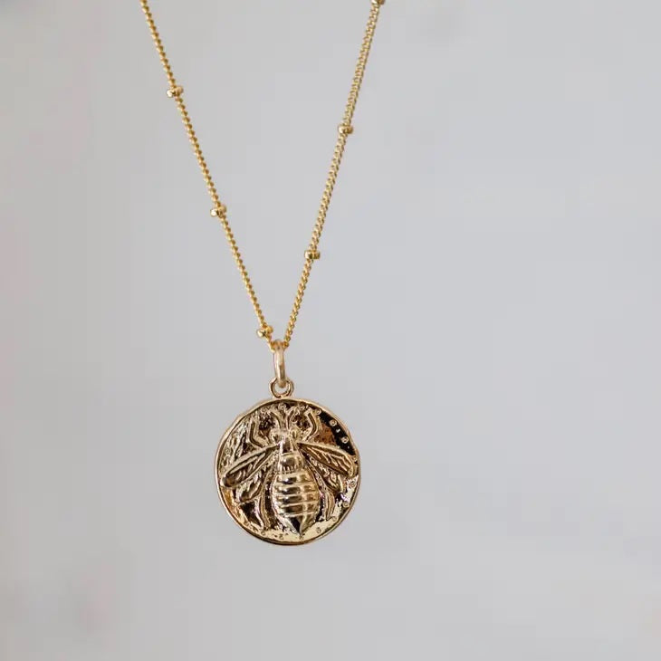 Bee Medallion Gold Necklace