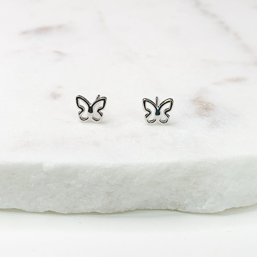 Butterfly Silver Stud Earrings