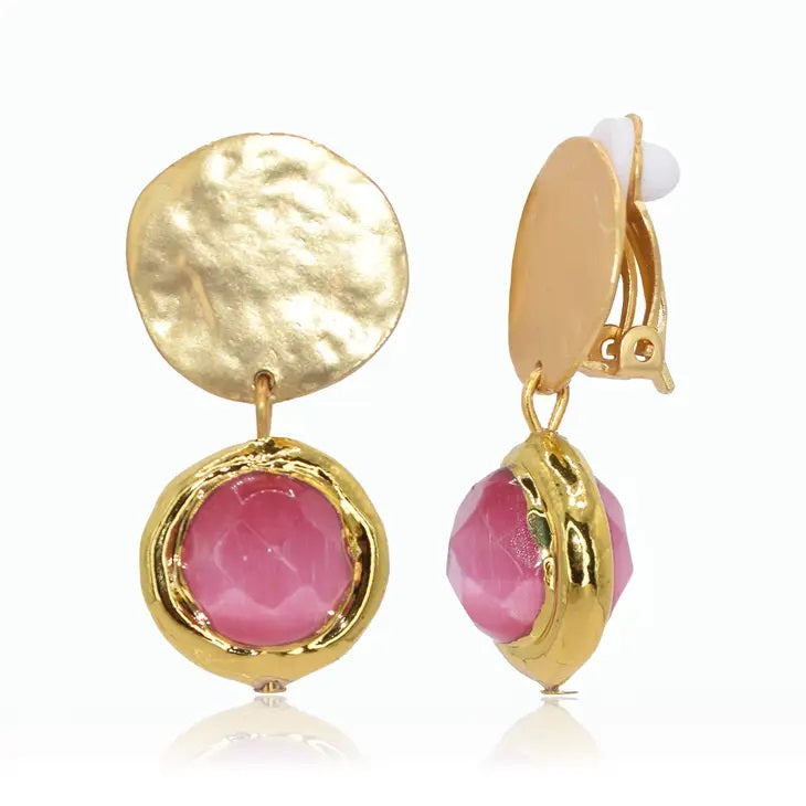 Coriandoli French Pink Gold Clip On Earrings
