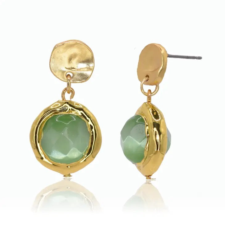 Coriandoli Sage Green Gold Stud Earrings