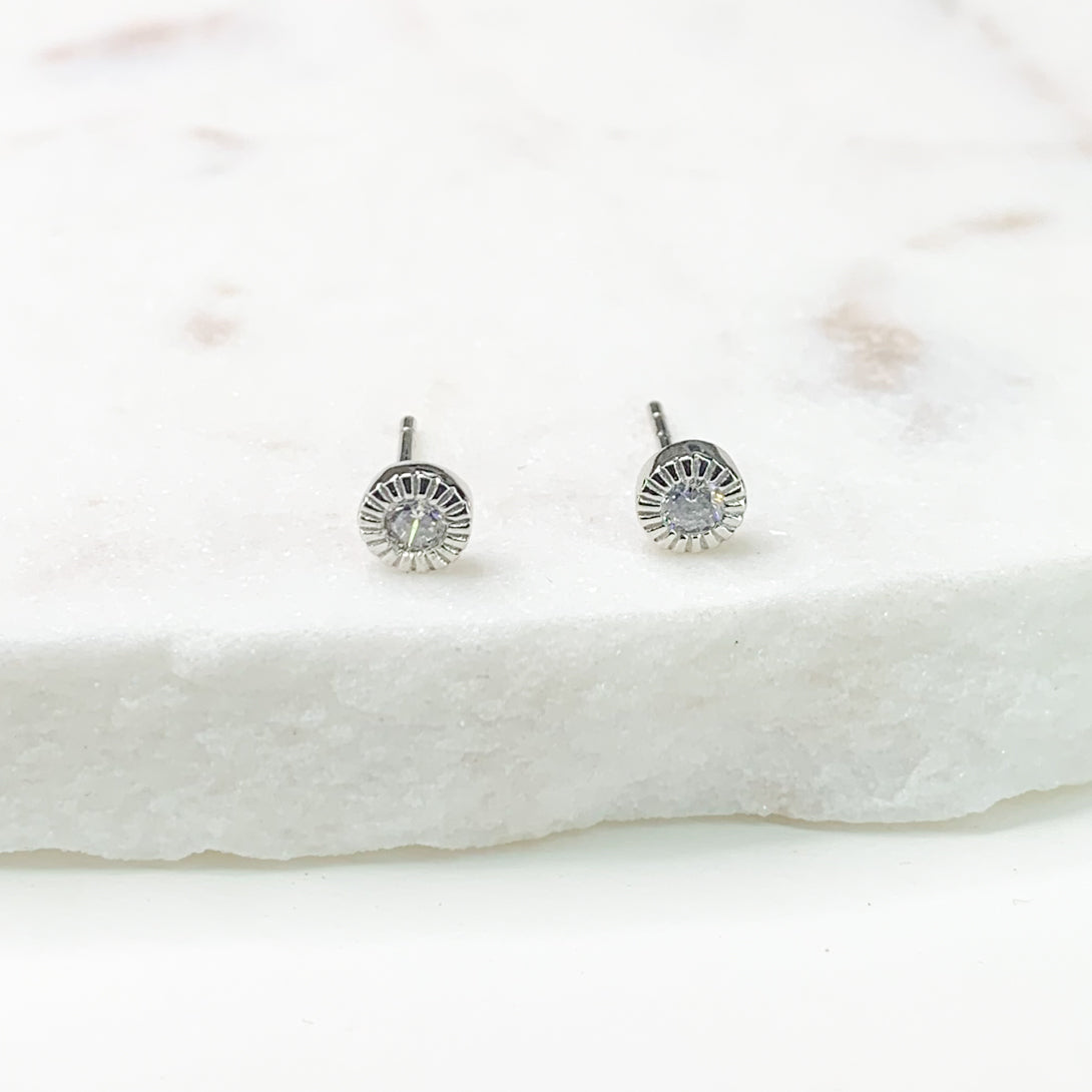 Crystal Silver Stud Earrings