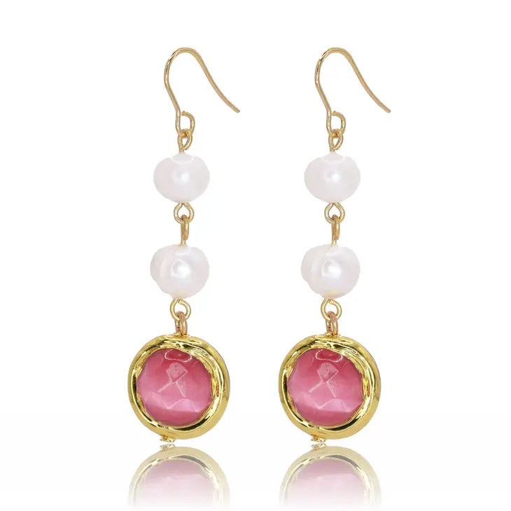 Dolce Linear French Pink Gold Drop Earrings