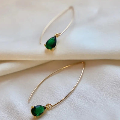 Emerald Teardrop Gold Earrings