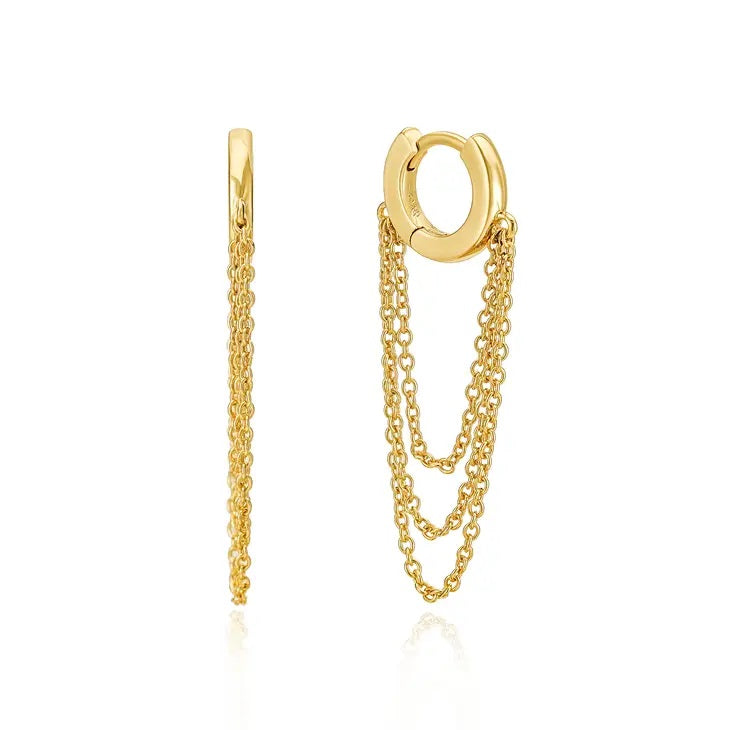 Etta Chain Gold Huggie Earrings