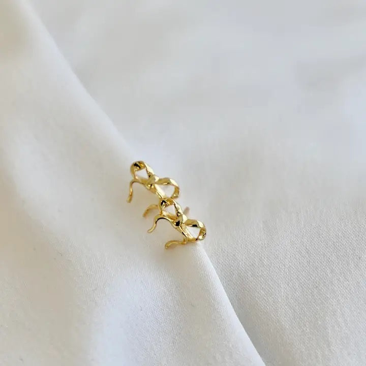 Golden Bow Stud Earrings