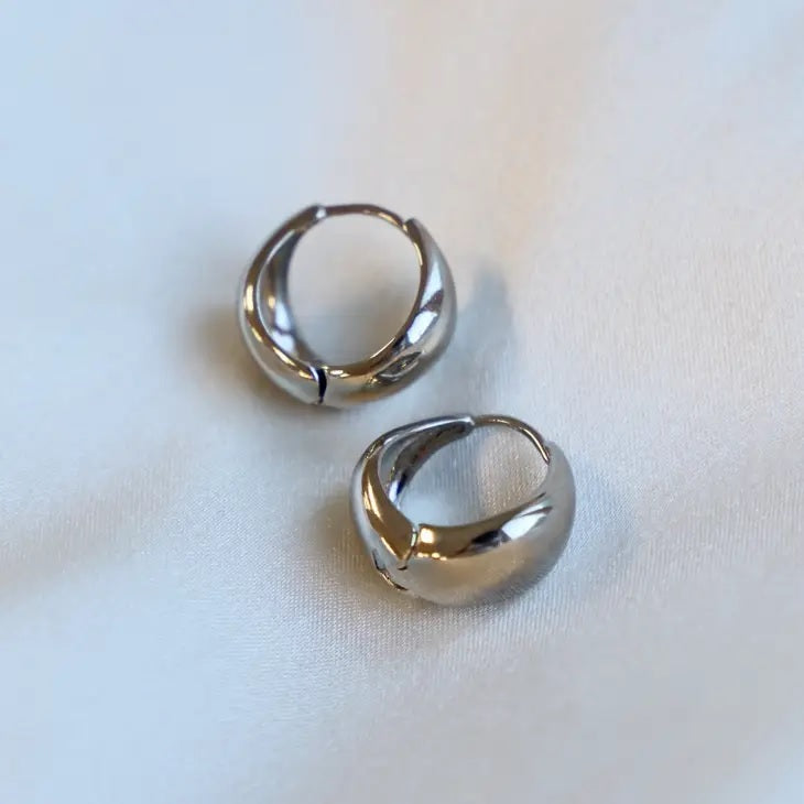 Icon Teardrop Silver Hoop Earrings