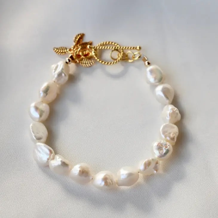 Keshi Nugget Pearl Gold Bracelet