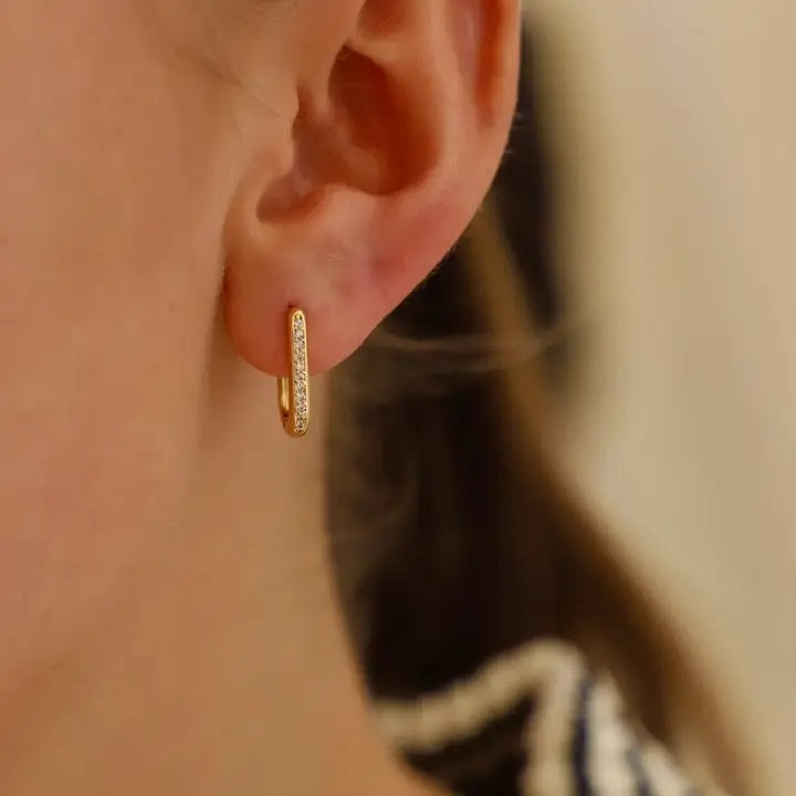 Leo Rectangle Gold Hoop Earrings