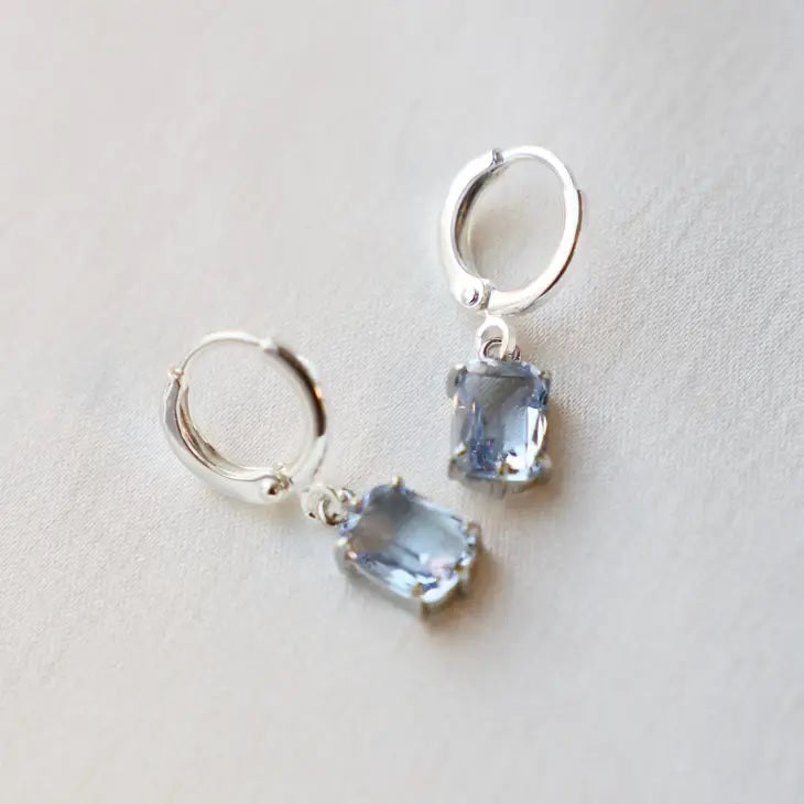 Light Sapphire Silver Huggie Earrings