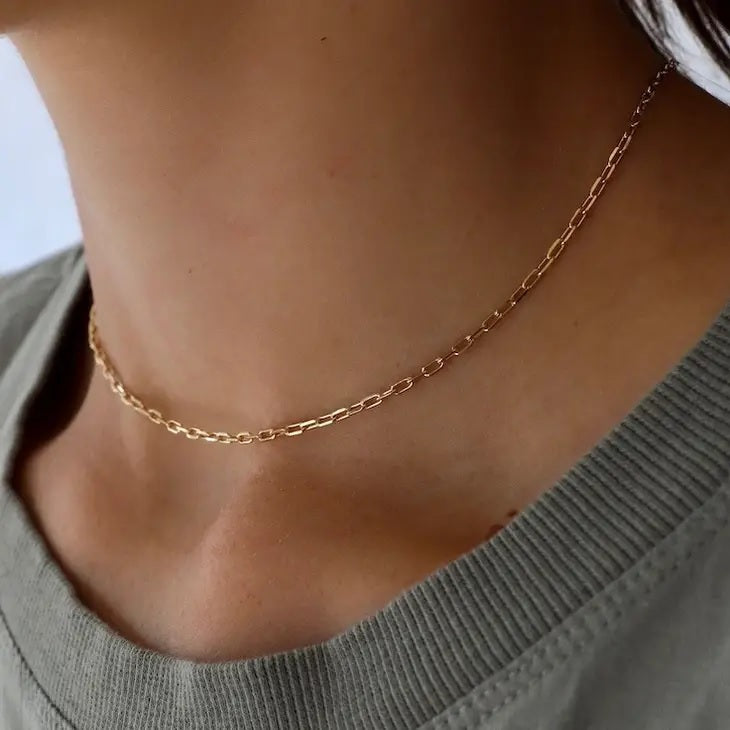 Mini Paperclip Gold Chain Necklace