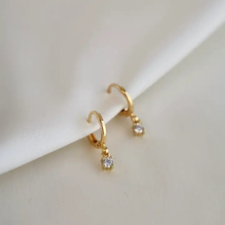 Miniature Crystal Gold Drop Earrings