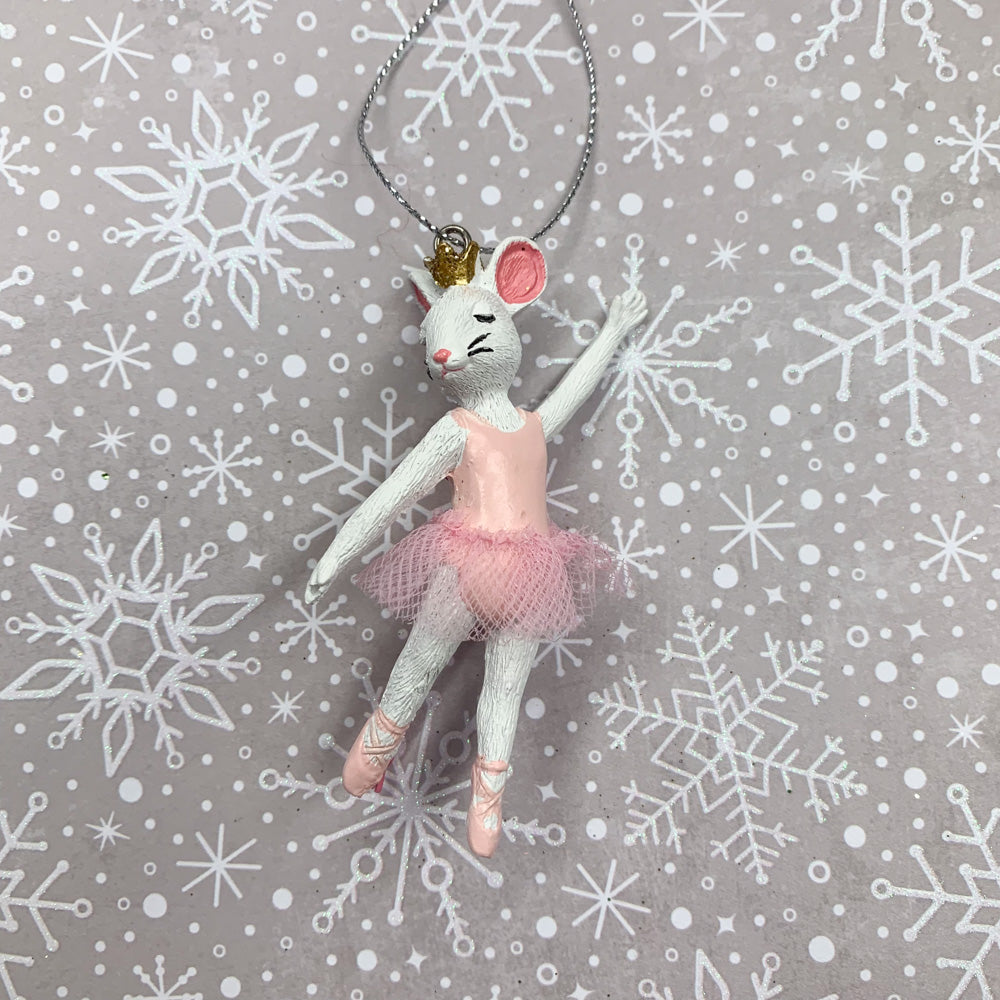 Mouse Ballerina One Arm Up Ornament