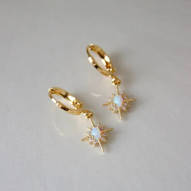 Opalite Gold Huggie Earrings