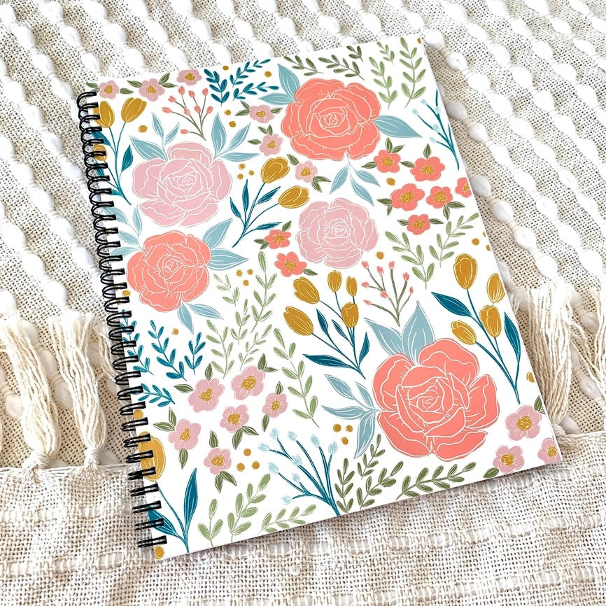 Peonies and Tulip Spiral Lined Notebook