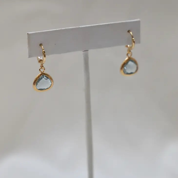 Petite Aquamarine Gold Huggie Earrings
