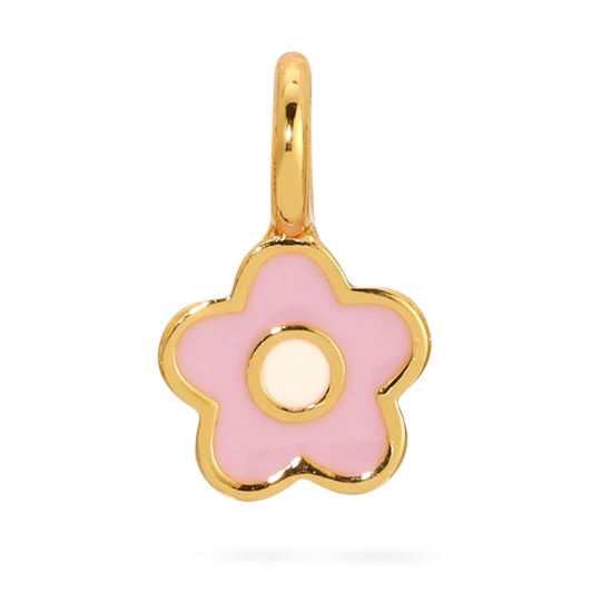 Pink Flower Gold Charm