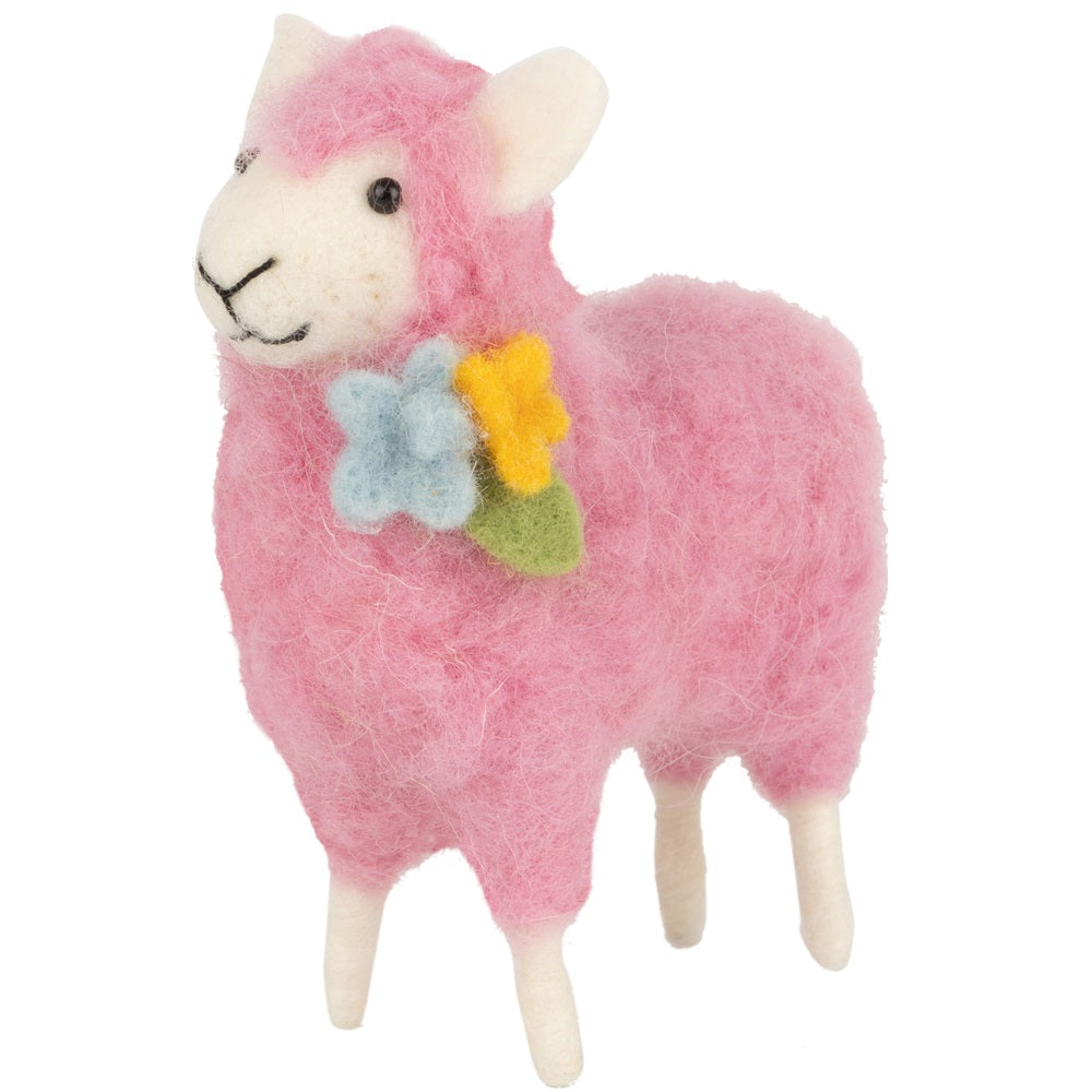 Pink Sheep with Flowers Decor