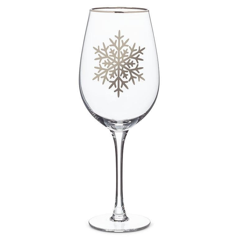 Silver Snowflake Wine Glass