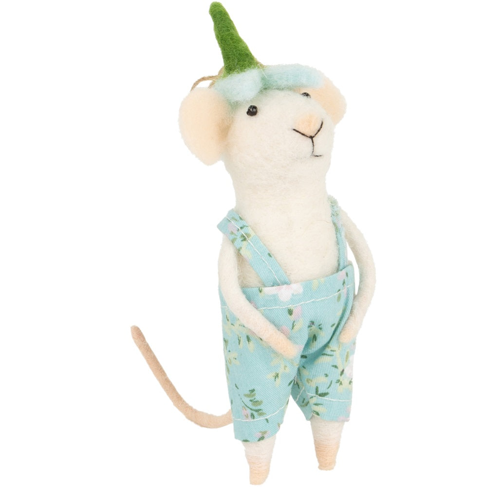 Spring Floral Overalls Mouse Ornament