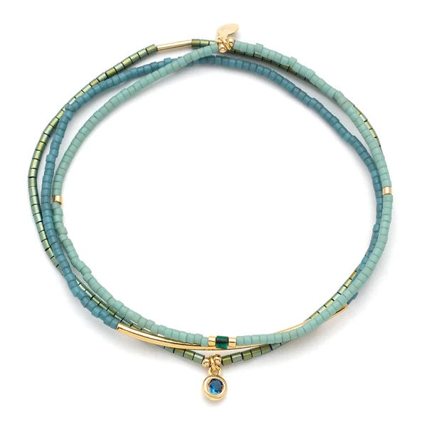 Turquoise & Gold Tonal Chromacolor Bracelet