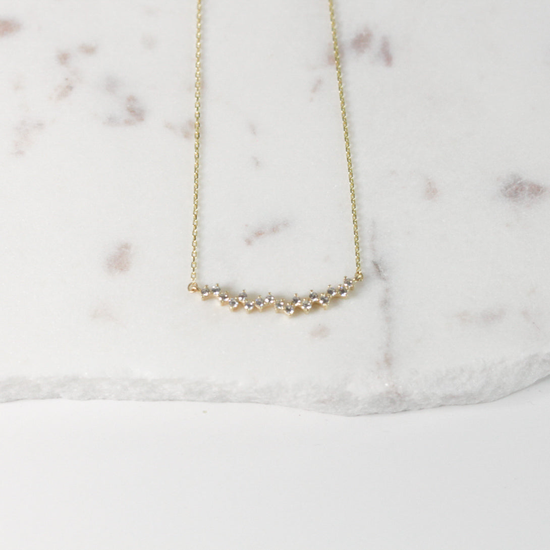 Crystal Bar Gold Necklace