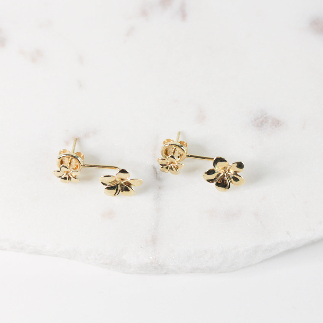 Double Flower Gold Stud Earrings