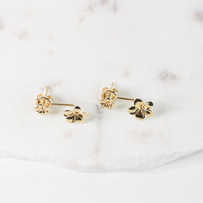 Double Flower Gold Stud Earrings
