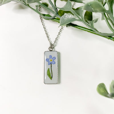 Forget Me Not Rectangle Necklace - Velvet Snow Accessories