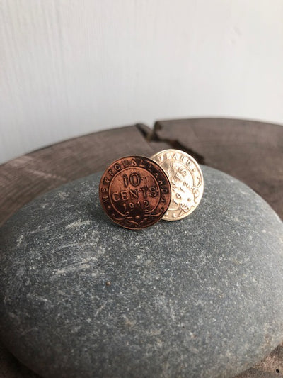 Newfoundland 10 Cent Coin Impression Stud Earrings