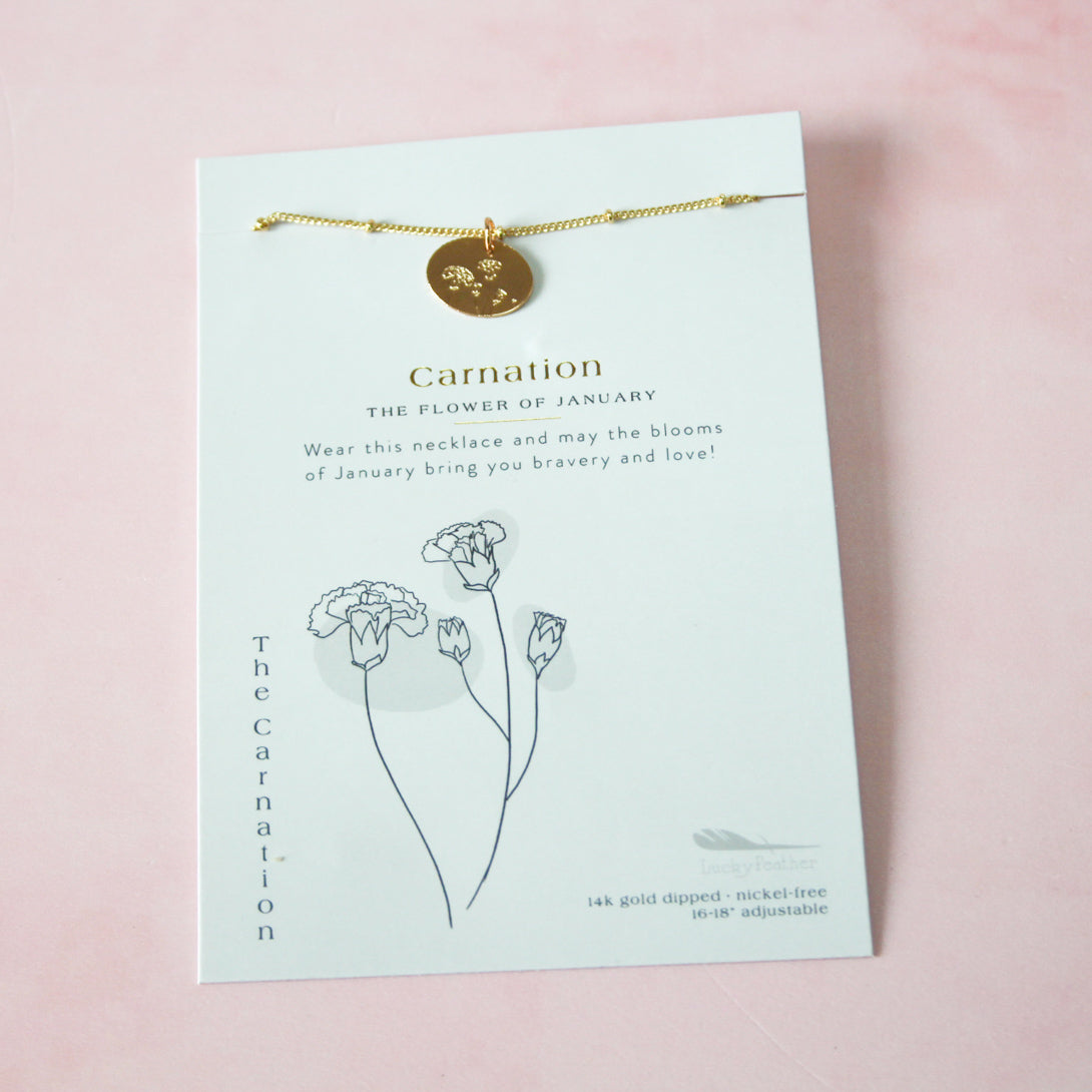 January Carnation Gold Necklace