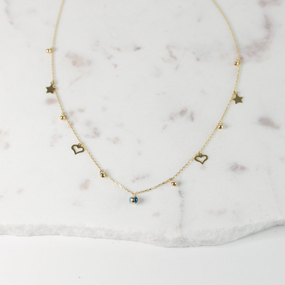Multi-Charm Gold Necklace