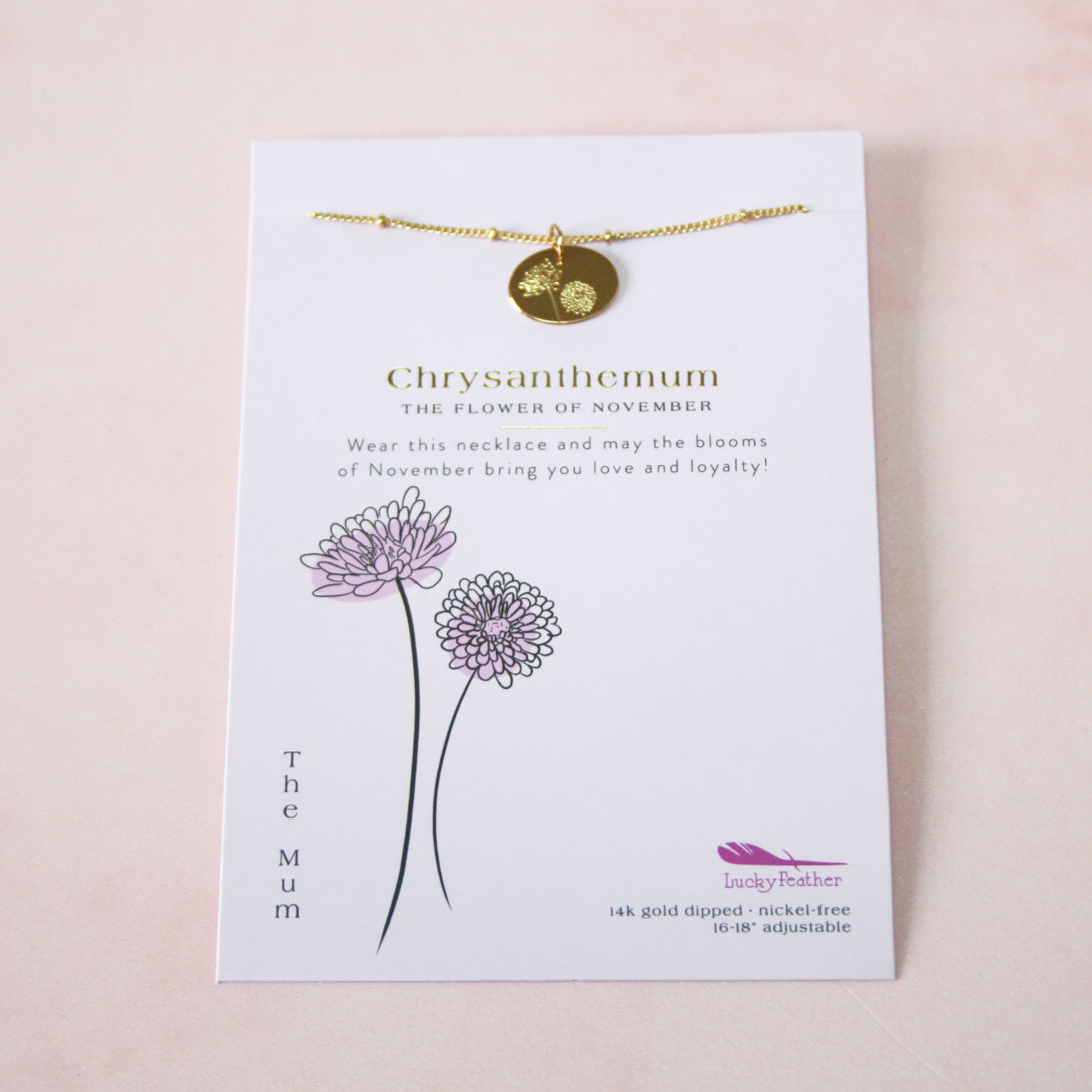 November Chrysanthemum Gold Necklace