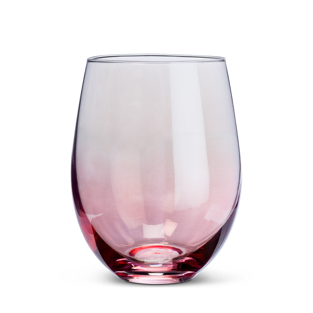 Pink Iridescent Stemless Wine Glass